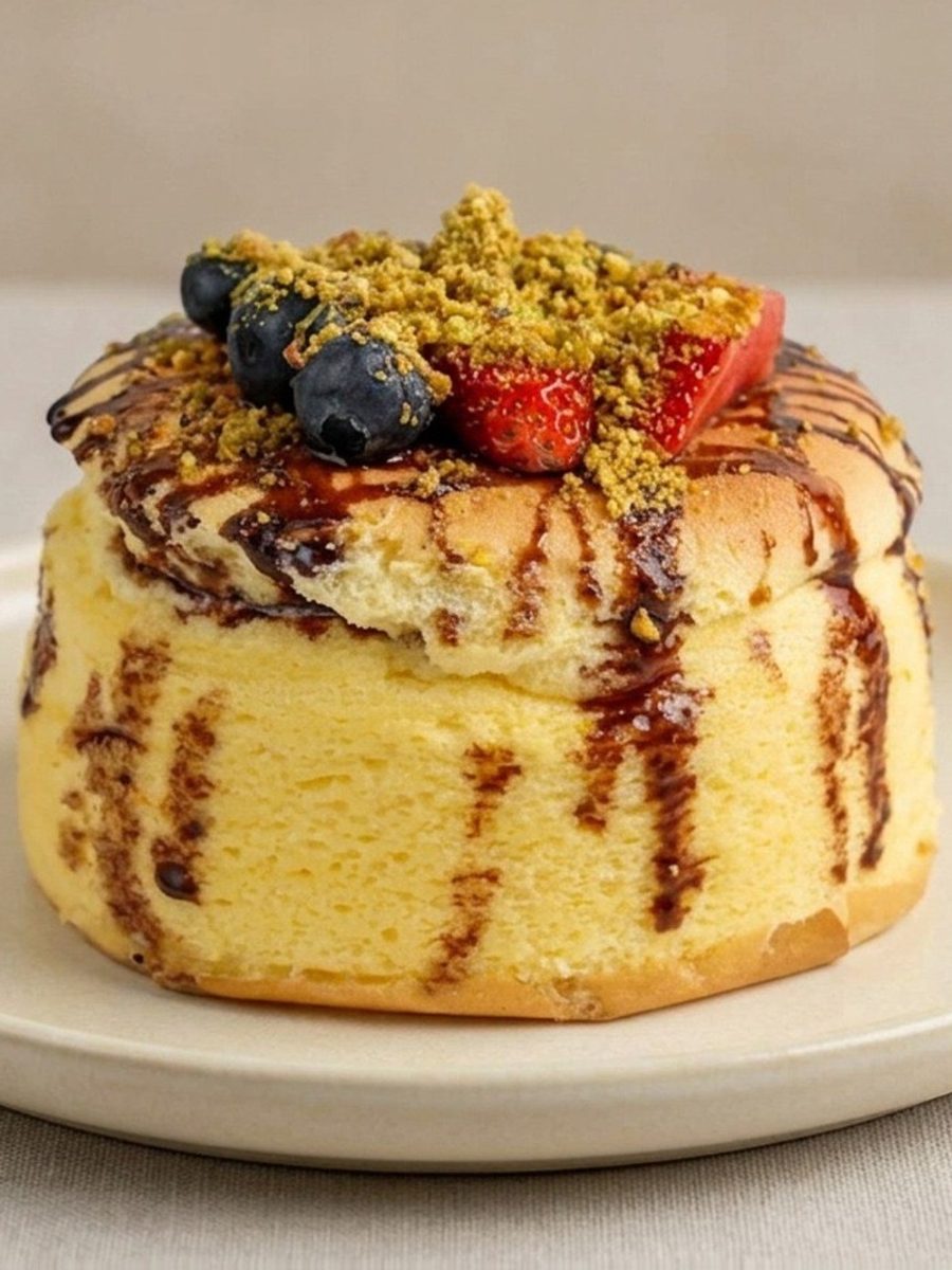 Chocolat pistache — gâteau au fromage japonais Soufflé