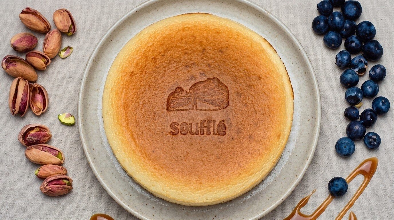 Deux gâteaux au fromage japonais Soufflé, vue de dessus — photo Soufflé